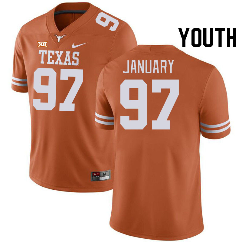 Youth #97 Alex January Texas Longhorns College Football Jerseys Stitched-Orange